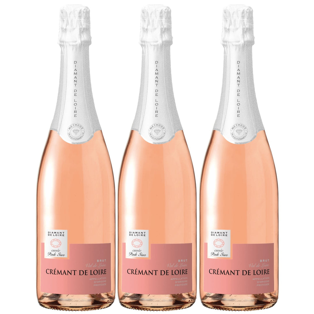 Diamant de Loire Brut Rosé Crémant de Loire Rosé Schaumwein trocken Frankreich (3 x 0,75l)