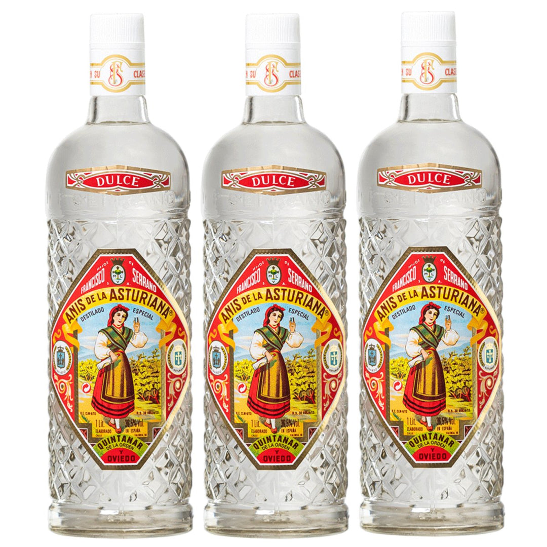 Anis de la Asturiana Dulce Anis Likör Süß Spanien (3 x 1,0l) - Versanel -
