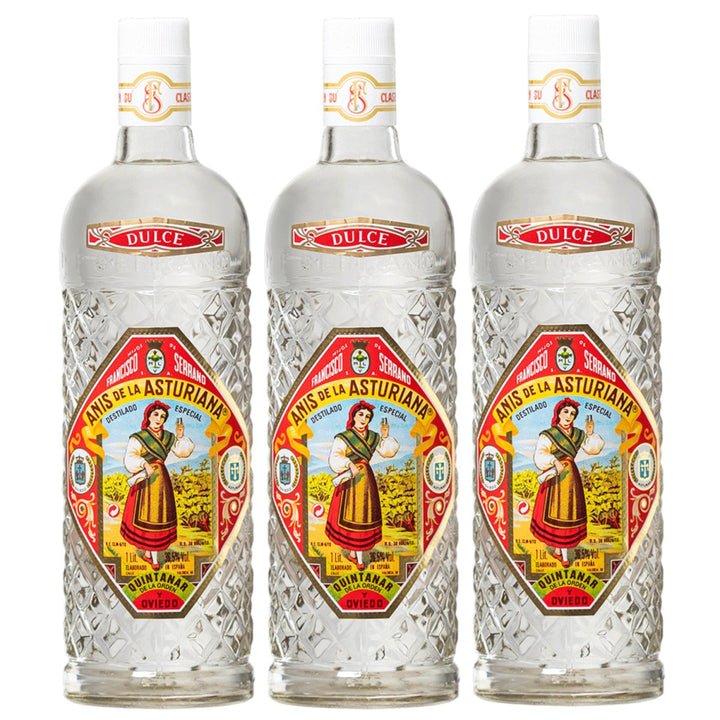 Anis de la Asturiana Dulce Anis Likör Süß Spanien (3 x 1,0l) - Versanel -