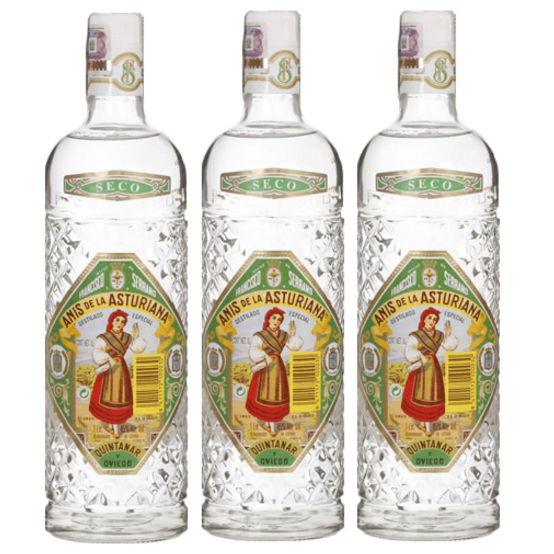 Anis de la Asturiana Seco Anis Likör Trocken Spanien (3 x 1,0l) - Versanel -