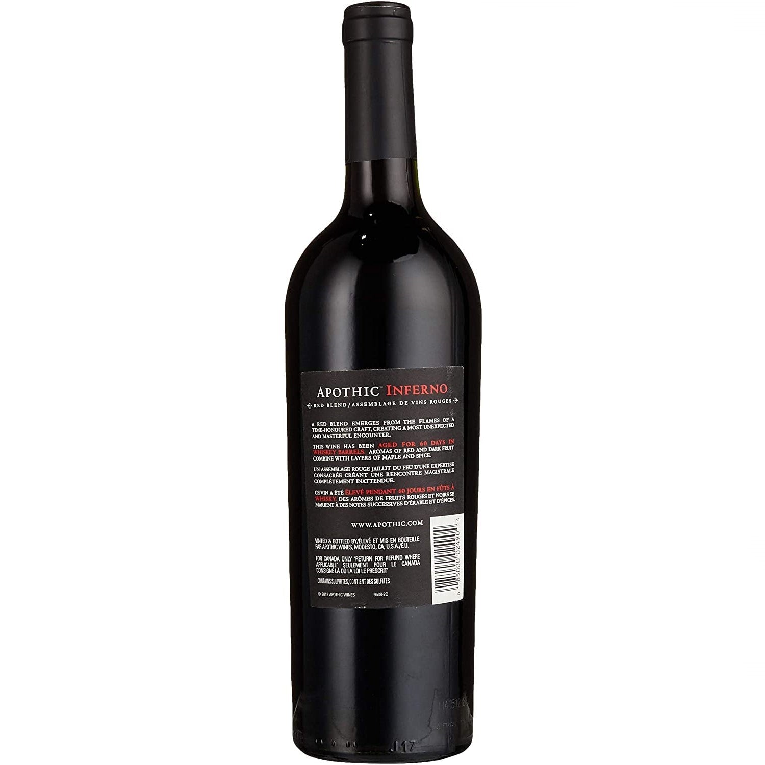 Apothic Inferno Rotwein Cuvée Wein trocken Kalifornien (3 x 0.75l) - Versanel -