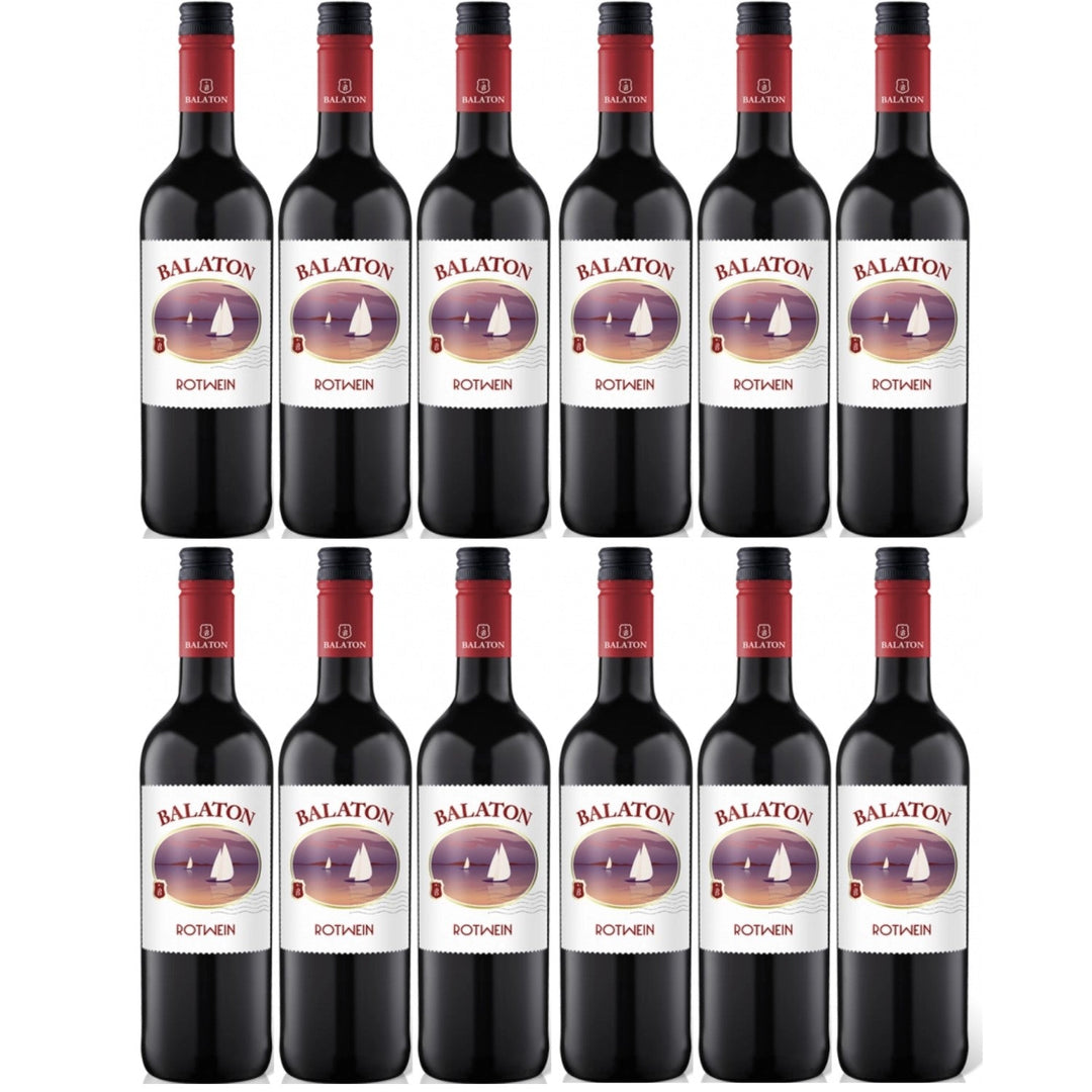 Balaton Pinot Noir Merlot Cabernet Sauvignon Rotwein Wein Halbtrocken Ungarn (12 x 0.75l) - Versanel -