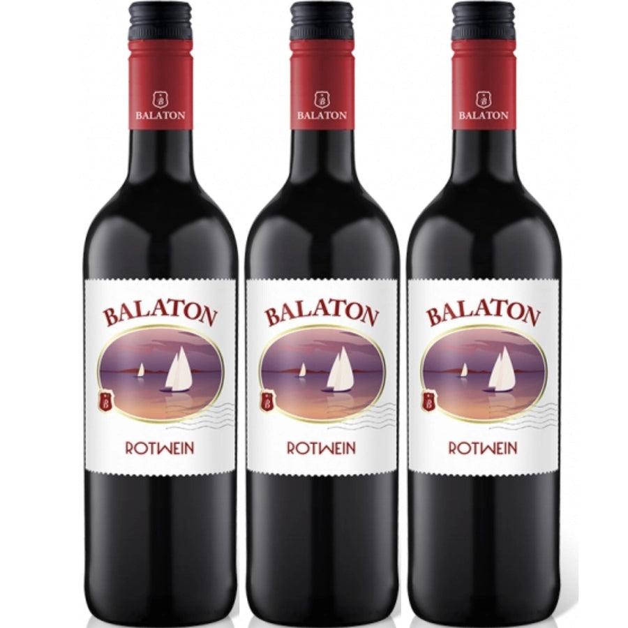 Balaton Pinot Noir Merlot Cabernet Sauvignon Rotwein Wein Halbtrocken Ungarn (3 x 0.75l) - Versanel -