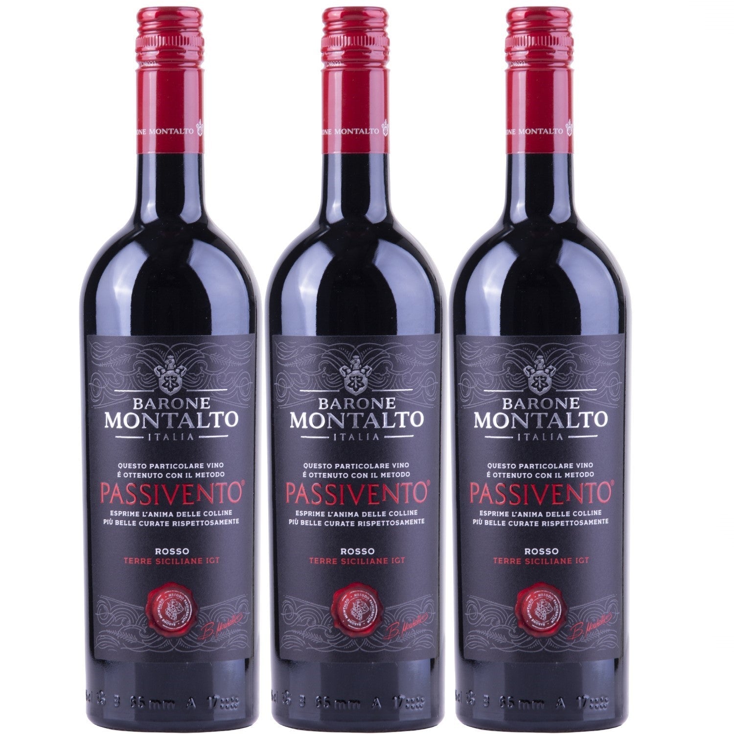 Barone Montalto Passivento Rosso Terre Siciliane IGT Rotwein Wein halbtrocken (3 x 0.75l) - Versanel -