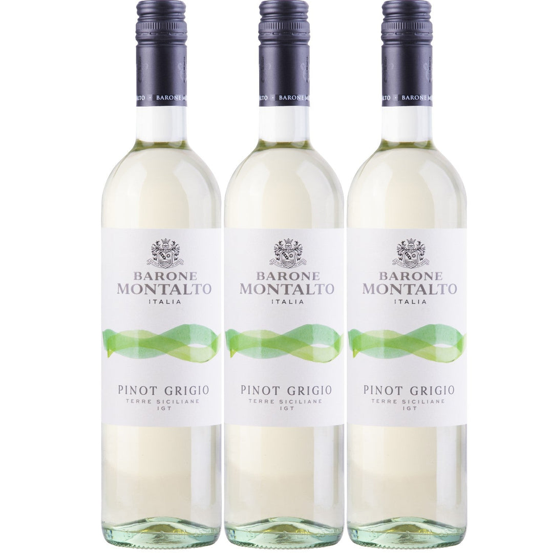 Barone Montalto Pinot Grigio Sicilia IGT Weißwein Wein Trocken IGT Italien (3 x 0.75l) - Versanel -