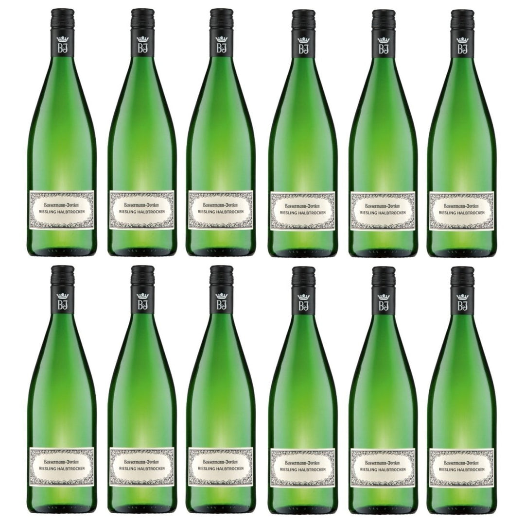 Bassermann-Jordan Riesling Weißwein Wein Halbtrocken Pfalz Deutschland (12 x 1,0l) - Versanel -