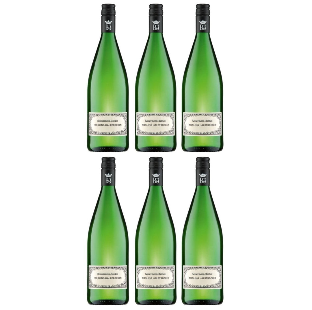 Bassermann-Jordan Riesling Weißwein Wein Halbtrocken Pfalz Deutschland (6 x 1,0l) - Versanel -