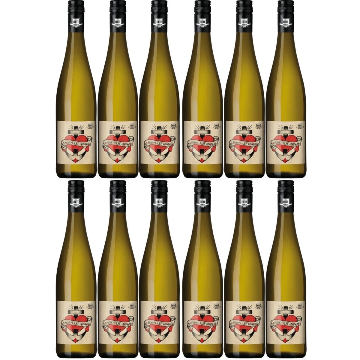 Bergdolt-Reif & Nett Glaube-Liebe-Hoffnung Riesling Weißwein Wein trocken Pfalz (12 x 0,75l) - Versanel -