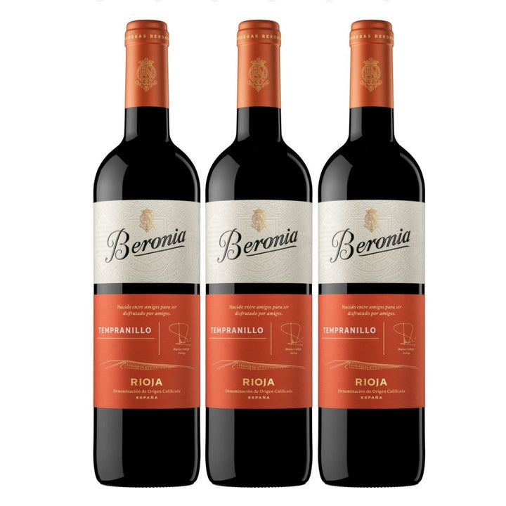 Beronia Joven Tempranillo Rotwein Wein trocken Rioja Spanien (3 x 0,75l) - Versanel -