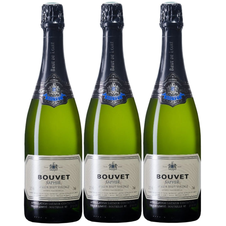 Bouvet Saphir Saumur Brut Vintage blanc weiß Schaumwein vegan Frankreich (3 x 0,75 l) - Versanel -