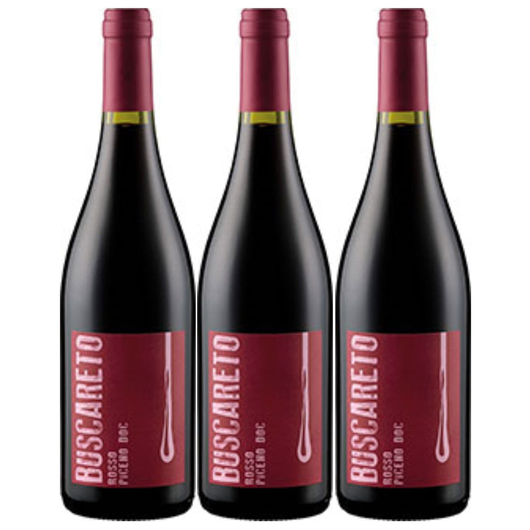 Buscareto Rosso Piceno Rotwein Wein Trocken DOC Italien I Visando Paket (3 x 0,75l) - Versanel -