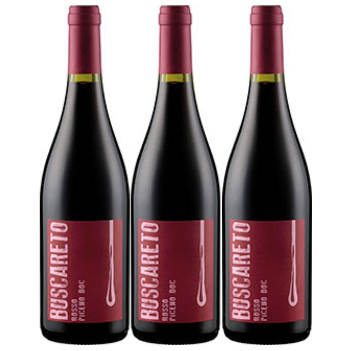 Buscareto Rosso Piceno Rotwein Wein Trocken DOC Italien I Visando Paket (3 x 0,75l) - Versanel -