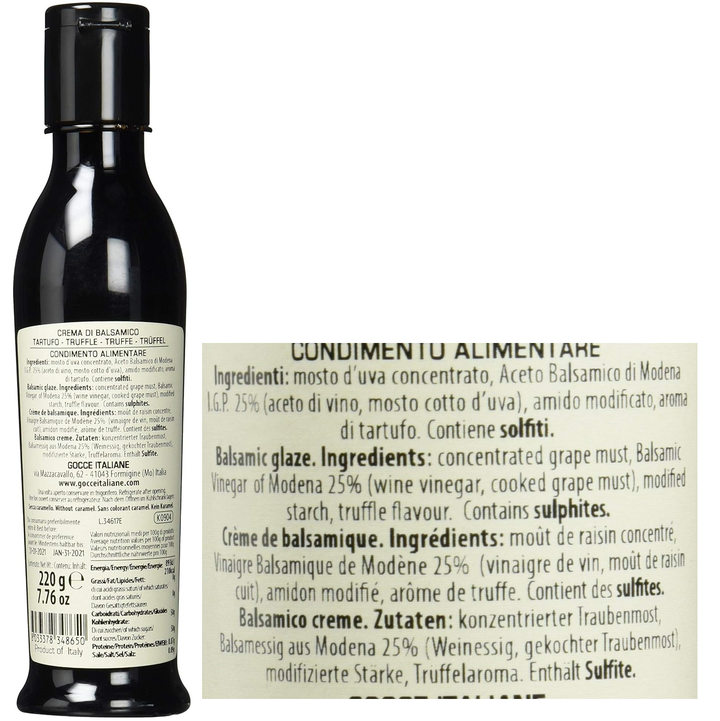 Gocce Crema di Balsamico al Tartufo, dunkle Balsamicocreme mit Trüffelaroma (4 x 220 g)