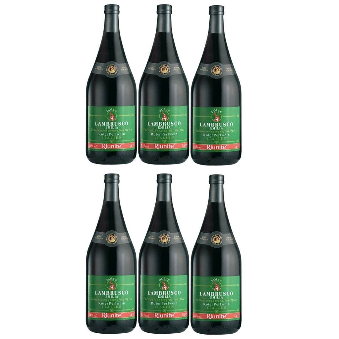 Cantine Riunite Lambrusco Emilia Rosso Dolce Rotwein Wein Süß Italien (6 x 1.5l) - Versanel -