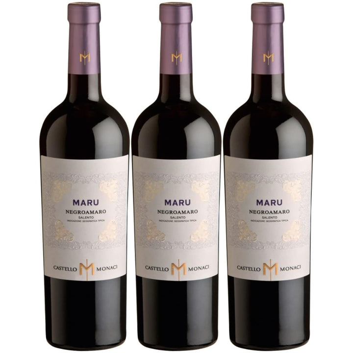 Castello Monaci Maru Negroamaro IGT Rotwein Wein trocken Italien (3 x 0,75l) - Versanel -