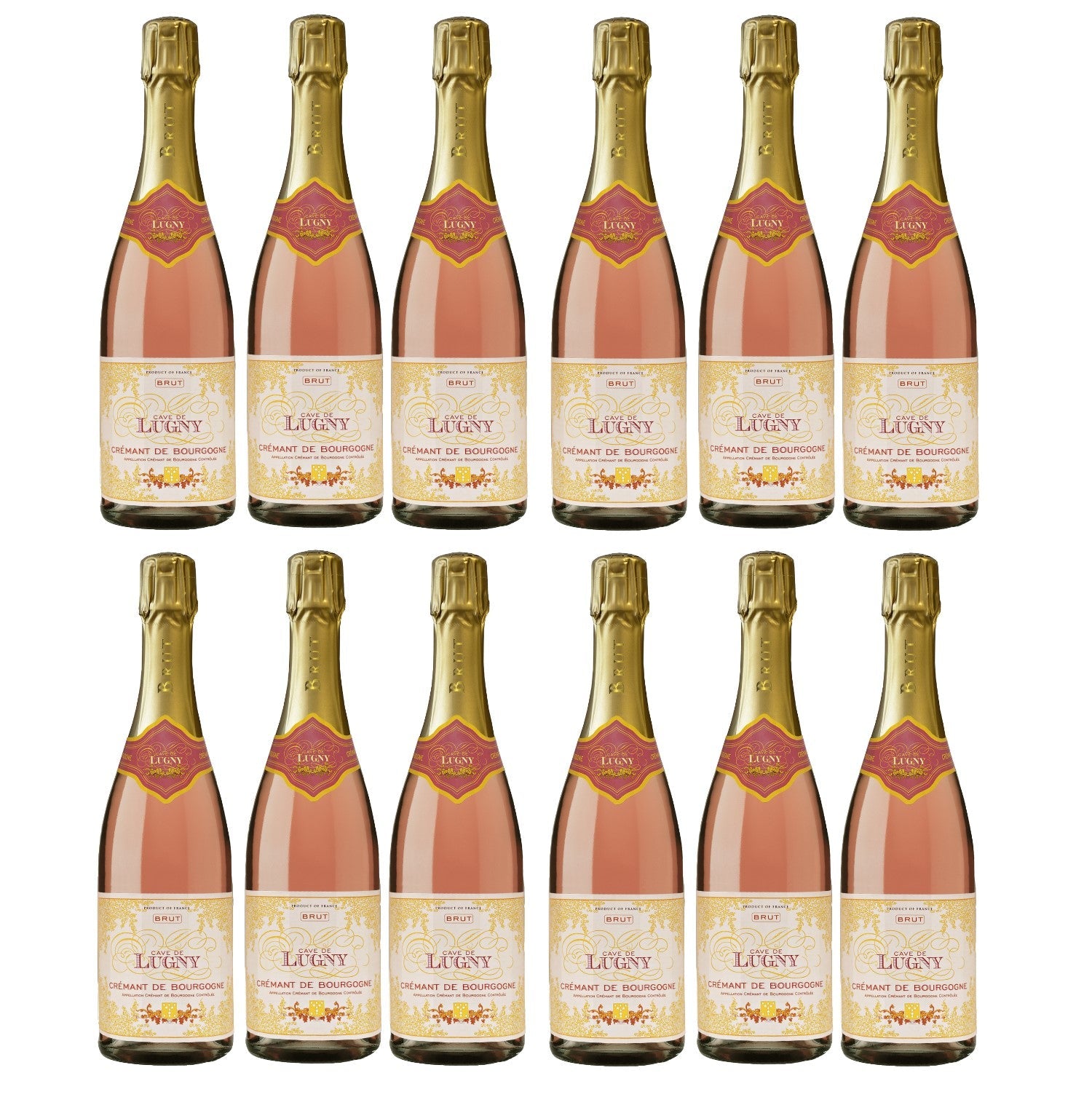 Cave de Lugny Crémant de Bourgogne Brut Rosé Schaumwein Frankreich (12 x 0.75l) - Versanel -