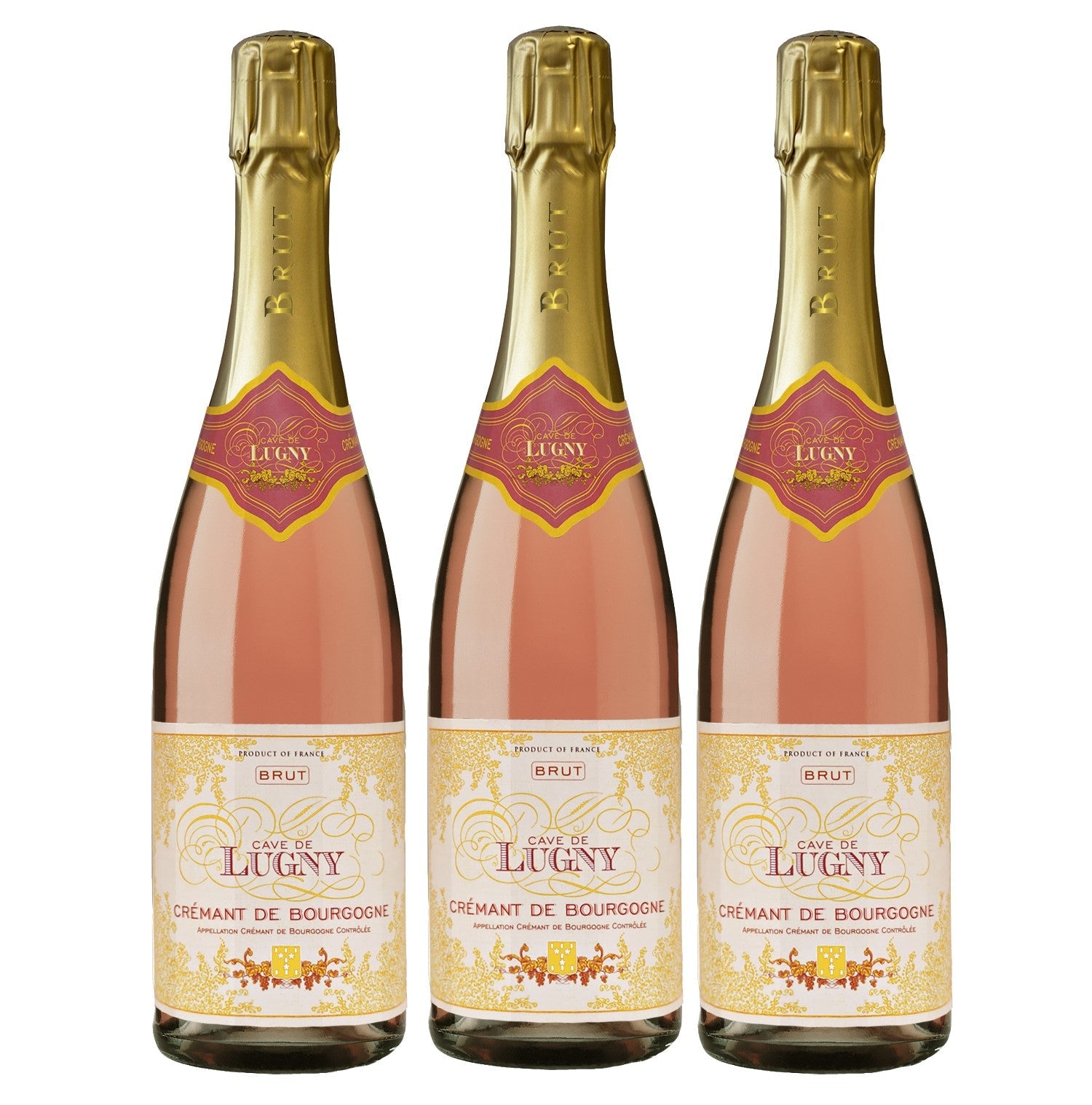 Cave de Lugny Crémant de Bourgogne Brut Rosé Schaumwein Frankreich (3 x 0.75l) - Versanel -