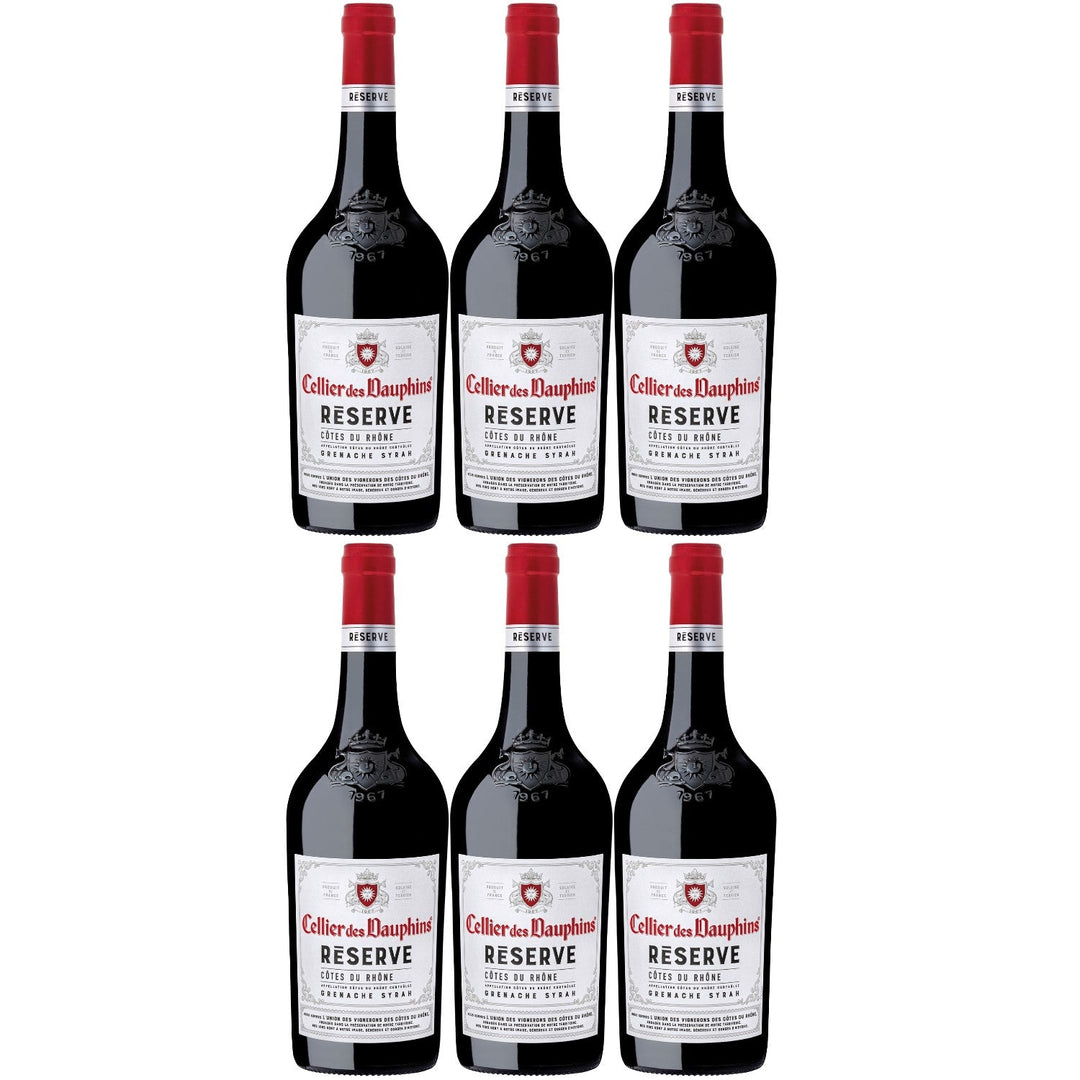 Cellier des Dauphins Cotes du Rhone Reserve Grenache Syrah Rouge Rotwein Wein Cuvée trocken Frankreich (6 x 0,75l) - Versanel -