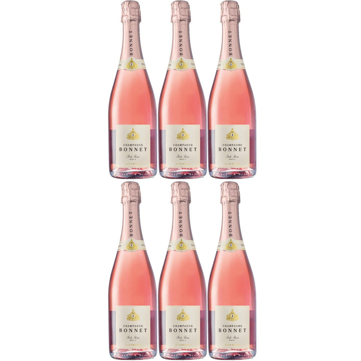 Champagner Bonnet Brut Cuvée Perle Rosée Roséwein und prickelnd Wein trocken Frankreich I Visando Paket (6 x 0,75l) - Versanel -