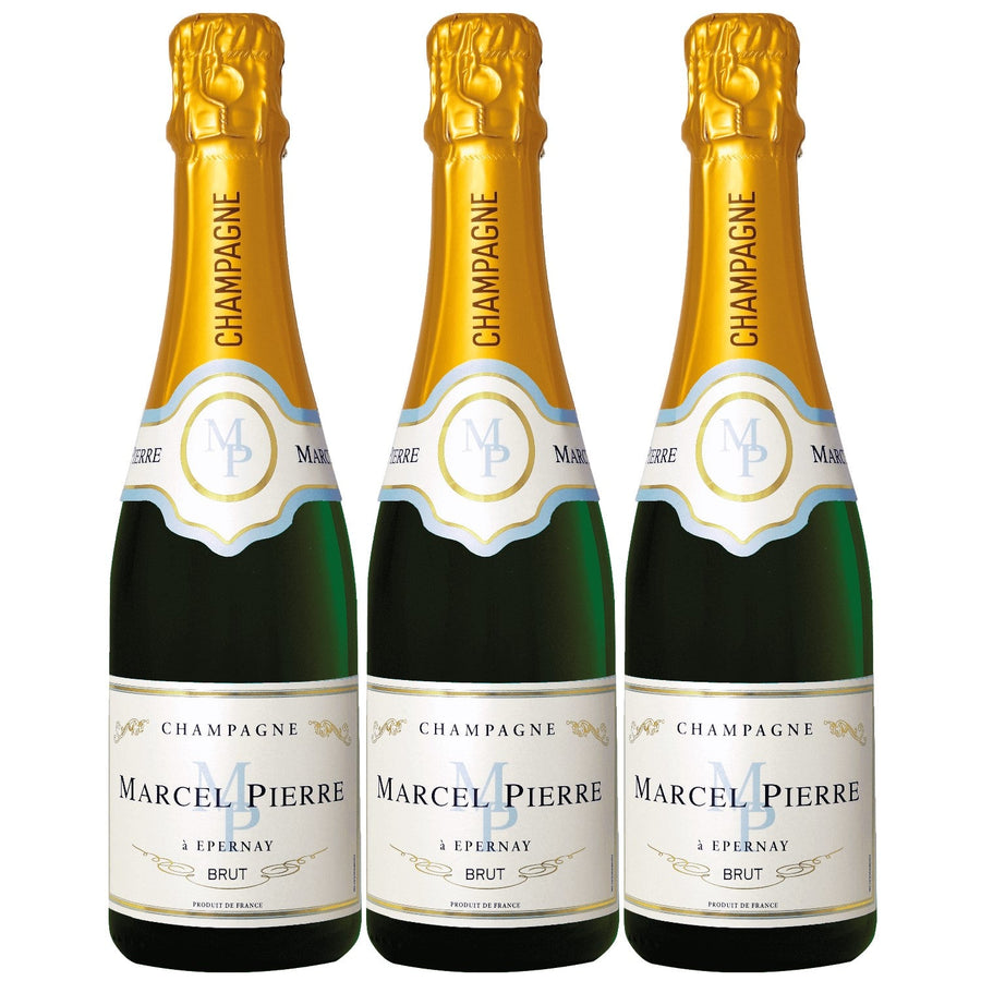 Champagner Marcel Pierre Brut Weißwein und prickelnd Wein trocken Frankreich I Visando Paket (3 x 0,375l) - Versanel -