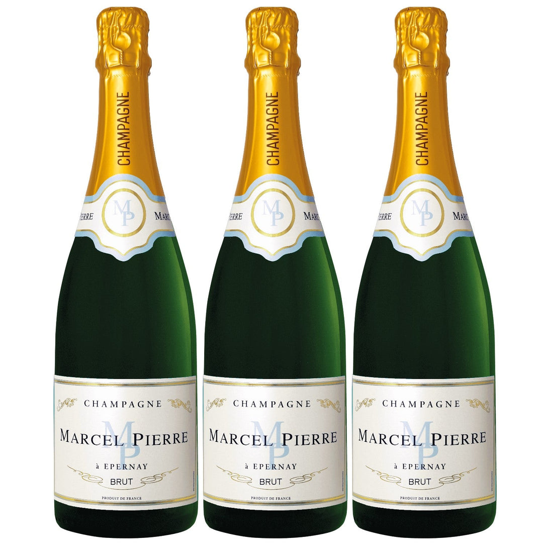 Champagner Marcel Pierre Brut Weißwein und prickelnd Wein trocken Frankreich I Visando Paket (3 x 0,75l) - Versanel -