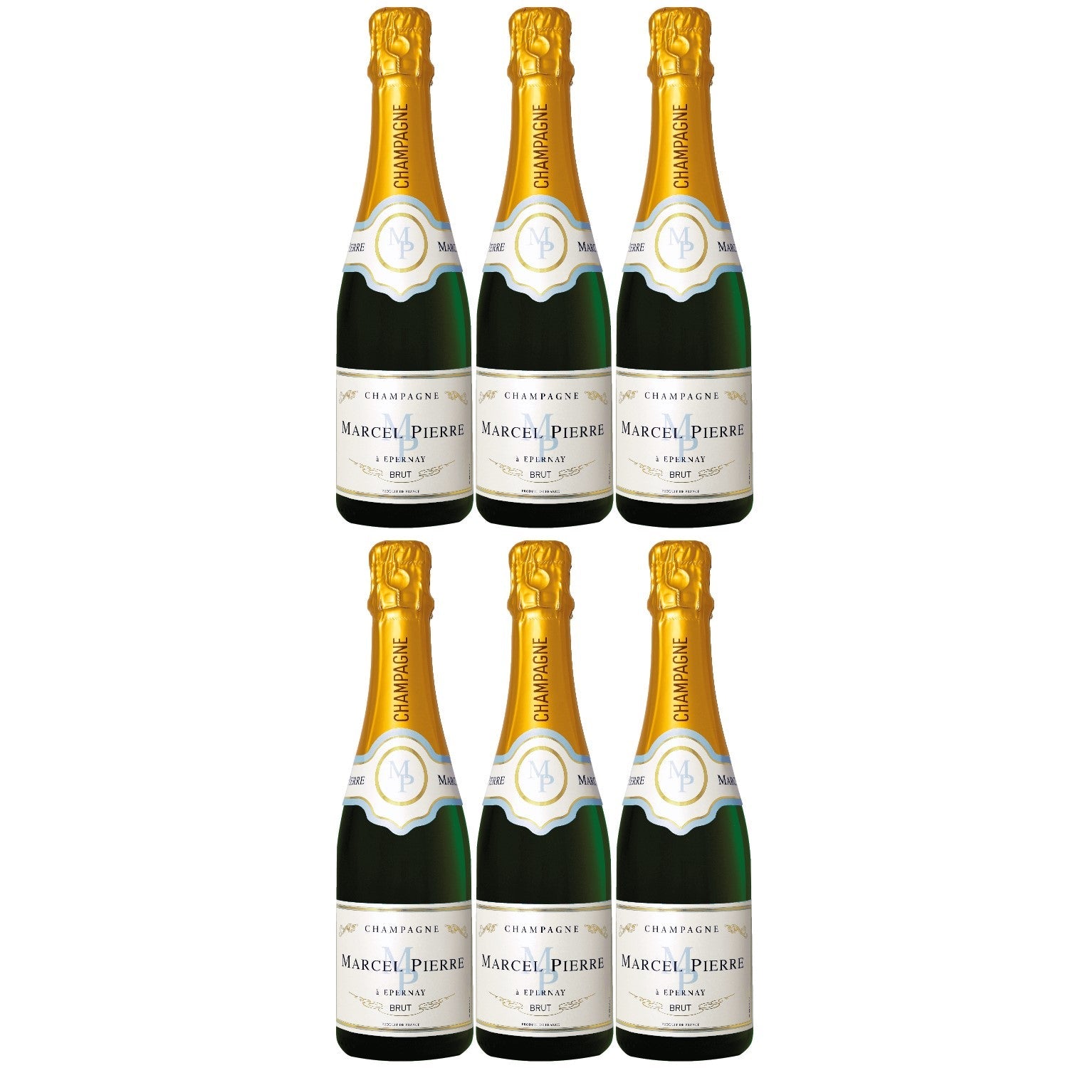 Champagner Marcel Pierre Brut Weißwein und prickelnd Wein trocken Frankreich I Visando Paket (6 x 0,375l) - Versanel -