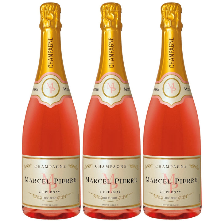 Champagner Marcel Pierre Rosé Brut Roséwein und prickelnd Wein trocken Frankreich I Visando Paket (3 x 0,75l) - Versanel -