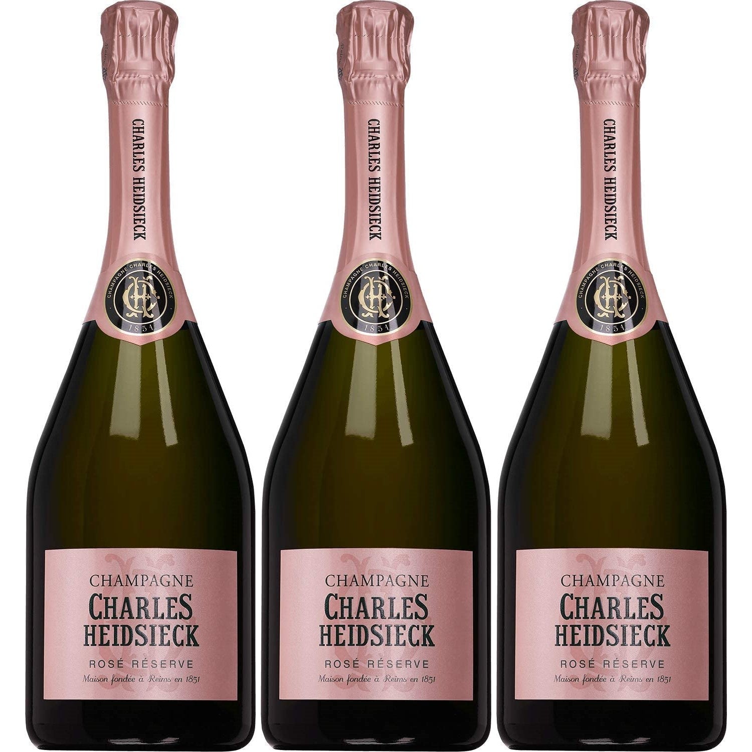 Charles Heidsieck Rosé Réserve Champagne Champagner veganer Schaumwein Frankreich (3 x 0.75l) - Versanel -