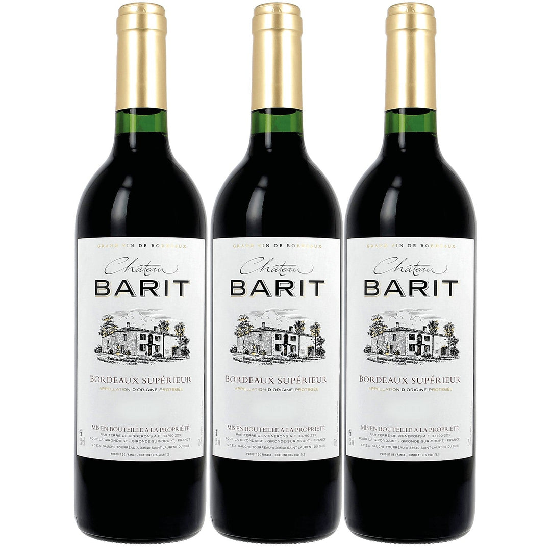 Château Barit Bordeaux supérieur AOC Rotwein Wein trocken Frankreich I Visando Paket (3 x 0,75l) - Versanel -