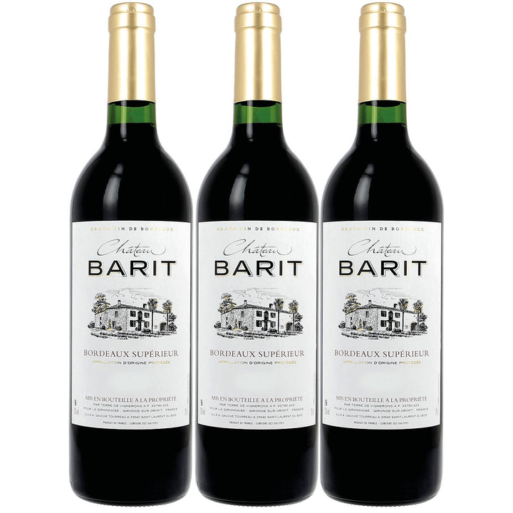 Château Barit Bordeaux supérieur AOC Rotwein Wein trocken Frankreich I Visando Paket (3 x 0,75l) - Versanel -