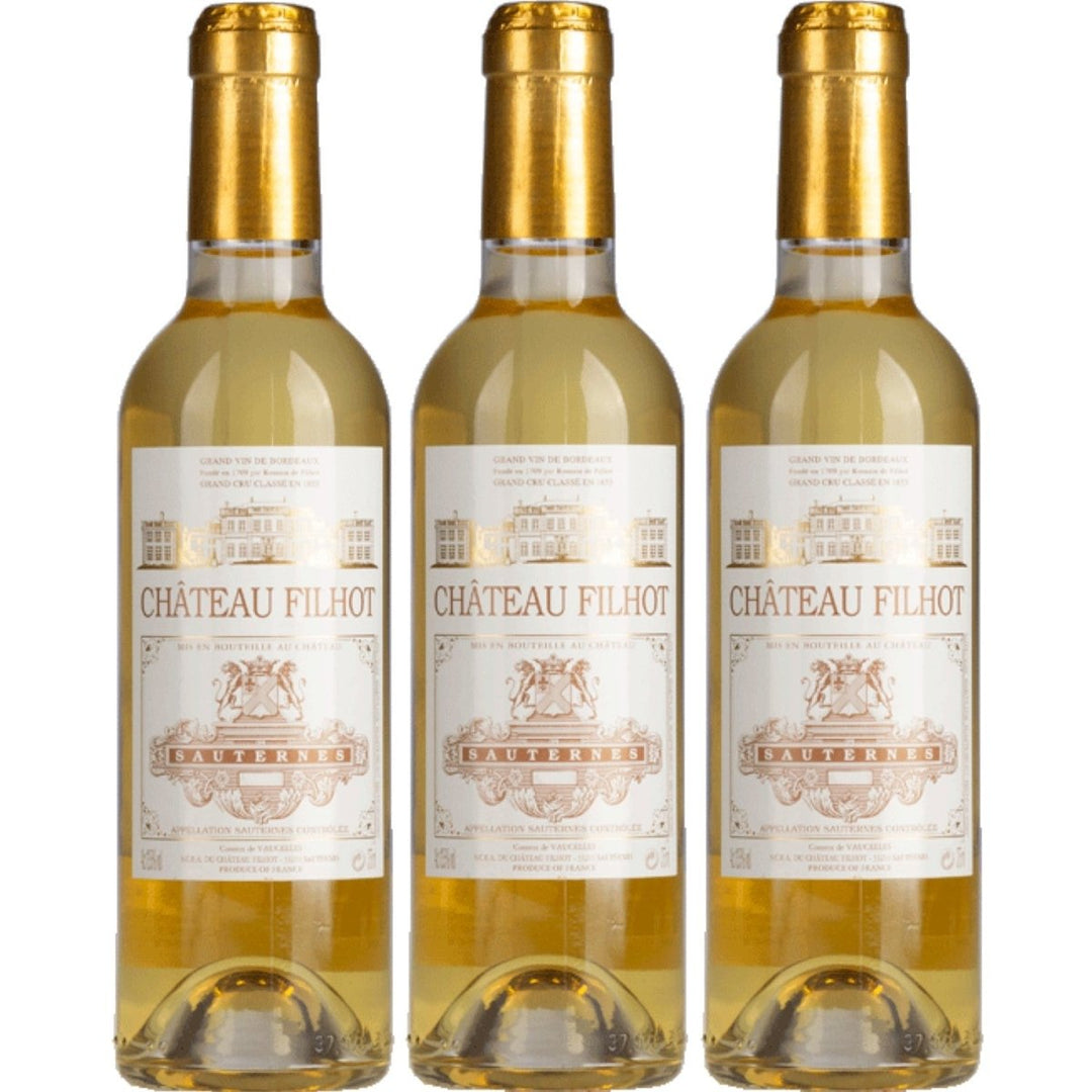 Chateau Filhot Sauternes 2e Cru Classé Weißwein Wein Edelsüss Frankreich (3 x 0,375l) - Versanel -