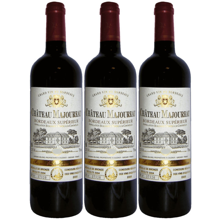 Château Majoureau Bordeaux supérieur AOC Rotwein Wein trocken Frankreich I Visando Paket (3 x 0,75l) - Versanel -