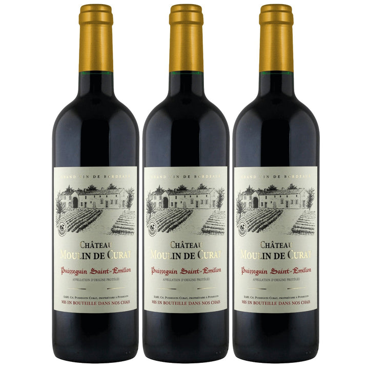 Château Moulin de Curat Puisseguin Saint Emilion AOP Rotwein Wein trocken Frankreich I Visando Paket (3 x 0,75l) - Versanel -