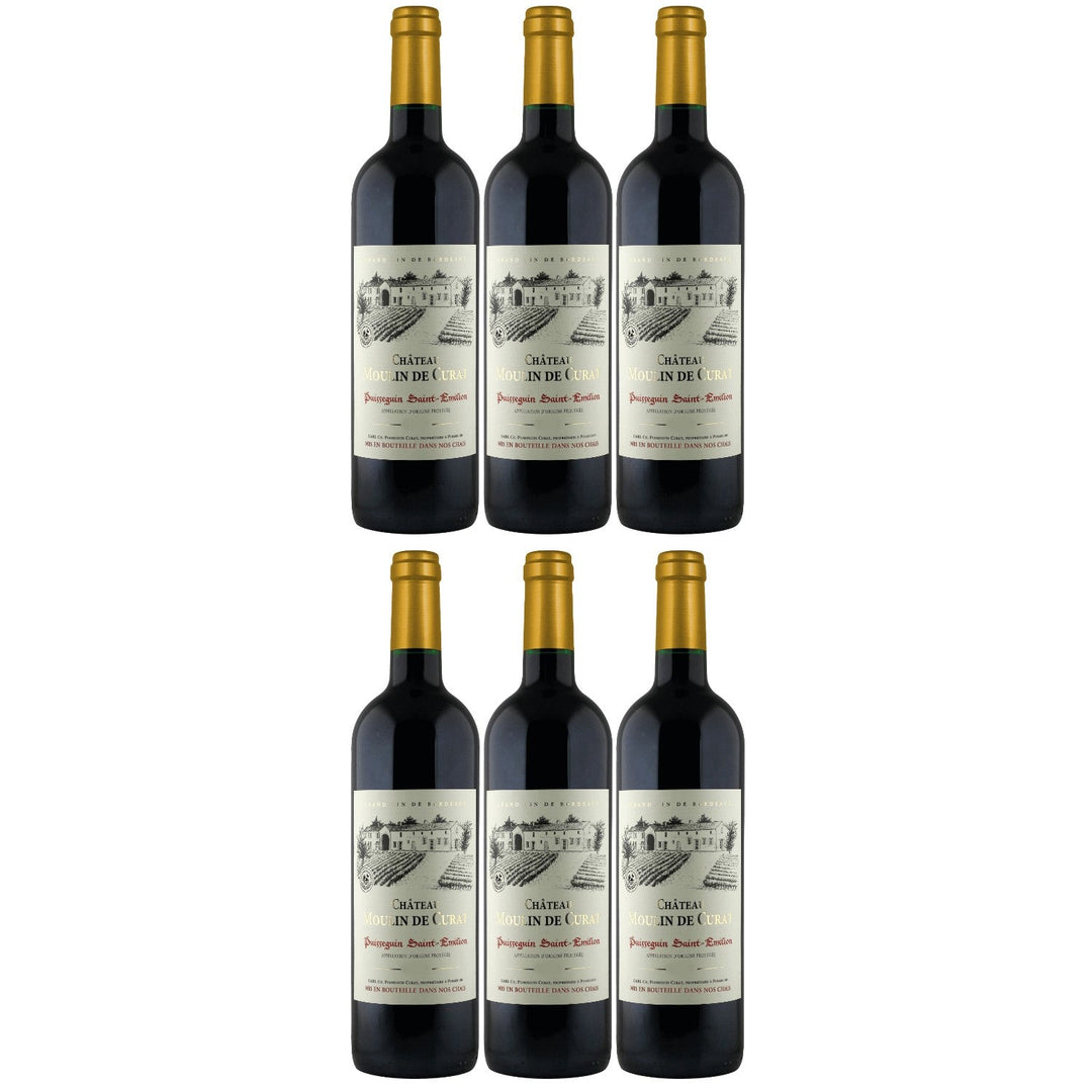 Château Moulin de Curat Puisseguin Saint Emilion AOP Rotwein Wein trocken Frankreich I Visando Paket (6 x 0,75l) - Versanel -