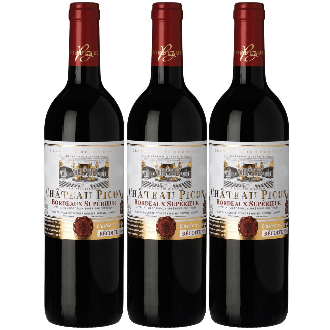 Château Picon Bordeaux superieur AOC Rotwein Wein trocken Frankreich I Visando Paket (3 x 0,75l) - Versanel -