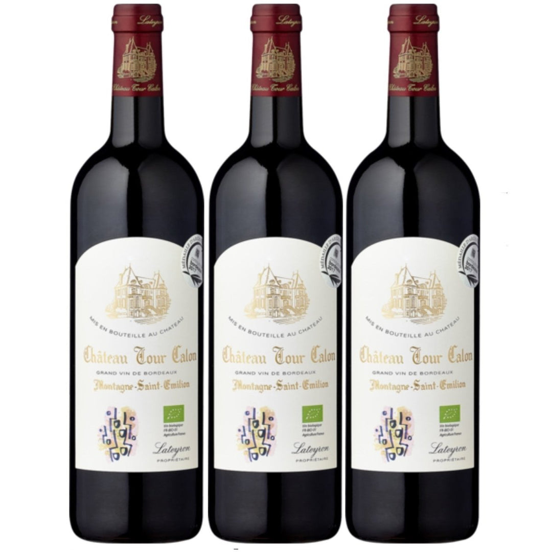 Château Tour Calon Montagne Saint-Émilion AOC Rotwein Bio Wein trocken Frankreich (3 x 0.75l) - Versanel -