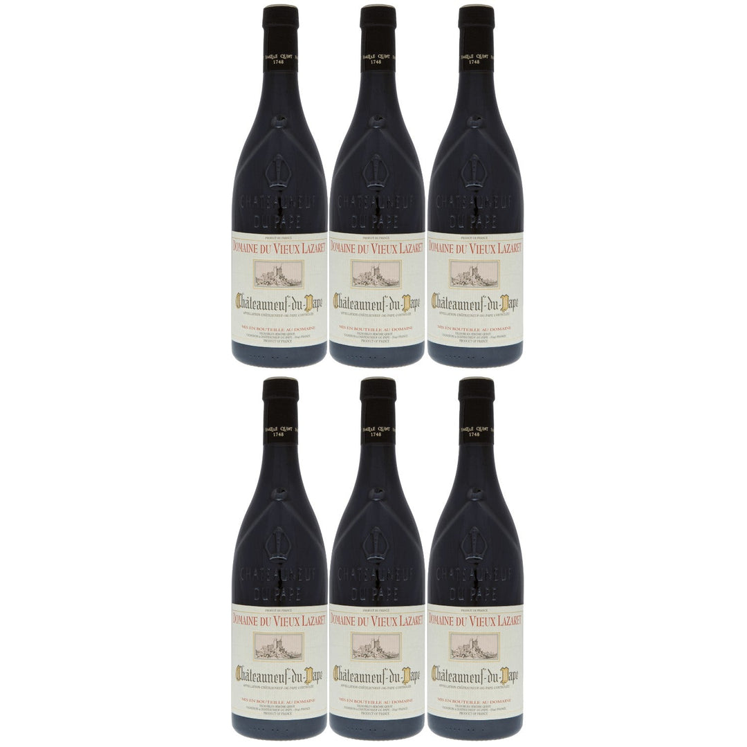Châteauneuf du Pape AOC Domaine du Vieux Lazaret Rotwein Wein trocken Frankreich I Visando Paket (6 x 0,75l) - Versanel -