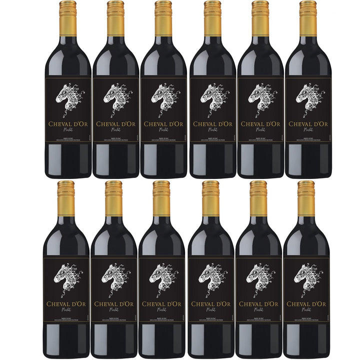 Cheval d'Or Merlot Liter Rotwein Wein trocken Frankreich (12 x 1,0l) - Versanel -