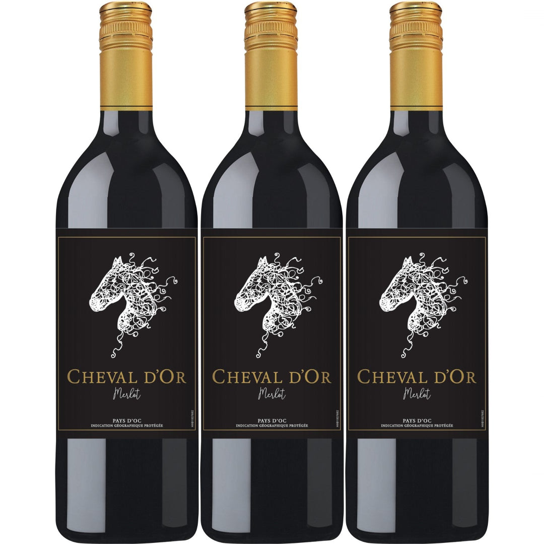 Cheval d'Or Merlot Liter Rotwein Wein trocken Frankreich (3 x 1,0l) - Versanel -