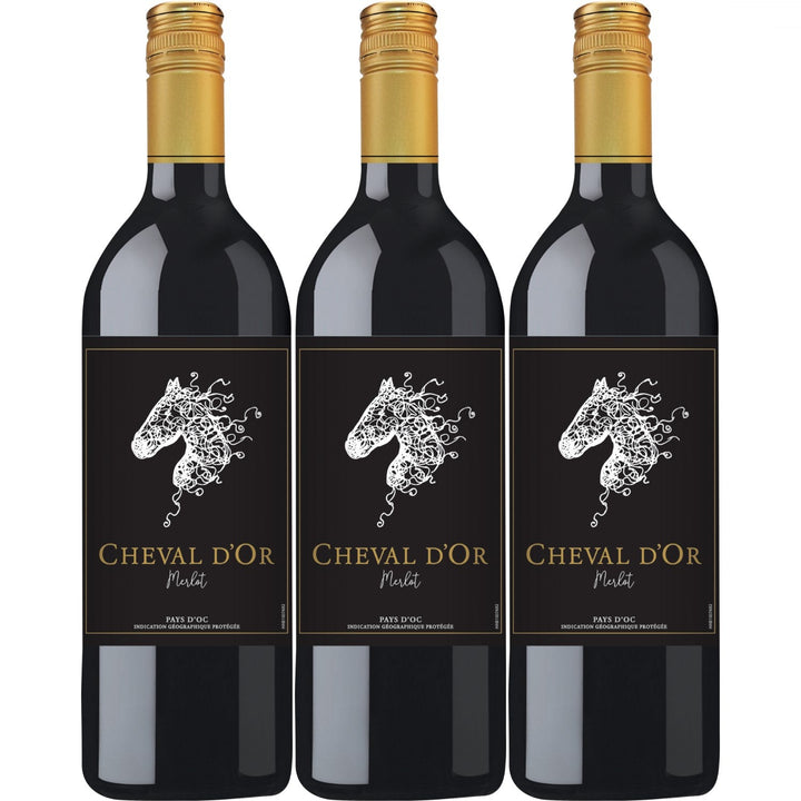 Cheval d'Or Merlot Liter Rotwein Wein trocken Frankreich (3 x 1,0l) - Versanel -