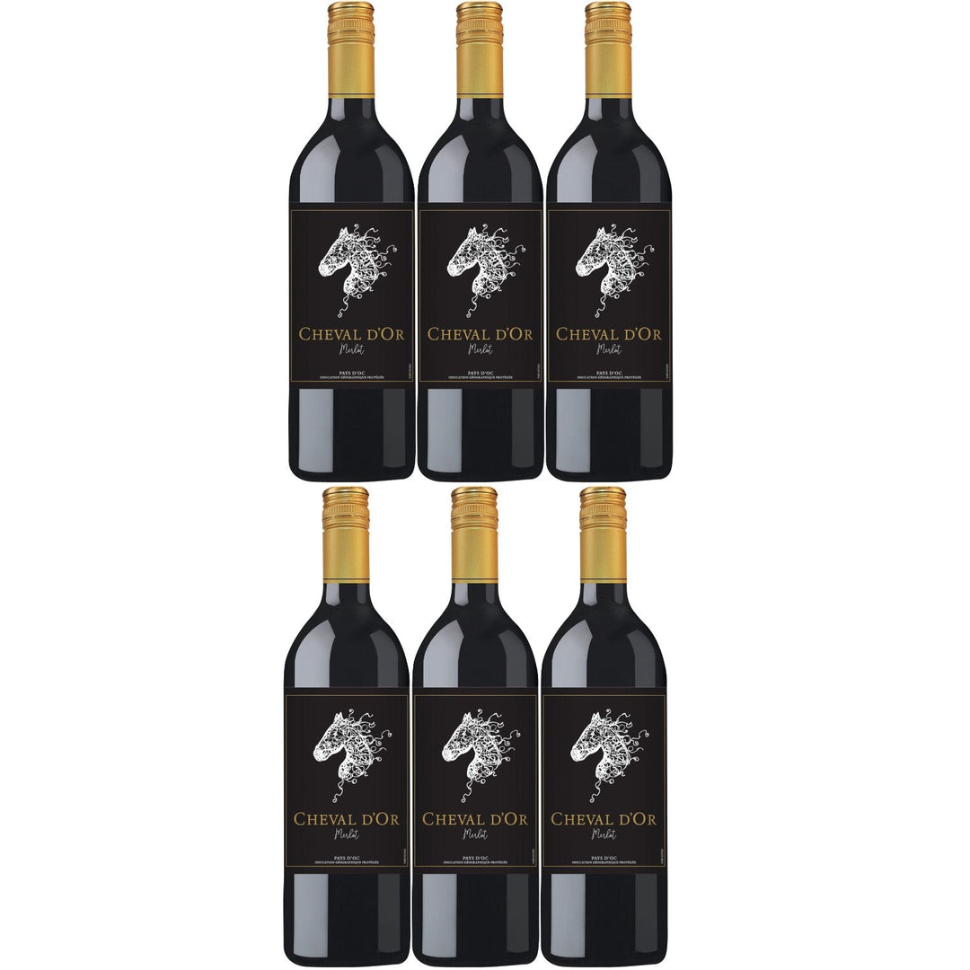 Cheval d'Or Merlot Liter Rotwein Wein trocken Frankreich (6 x 1,0l) - Versanel -