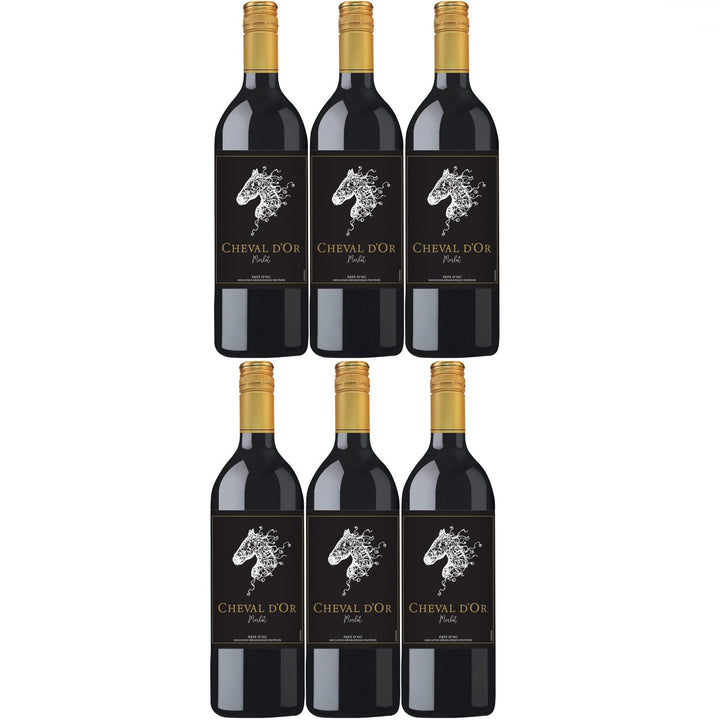 Cheval d'Or Merlot Liter Rotwein Wein trocken Frankreich (6 x 1,0l) - Versanel -