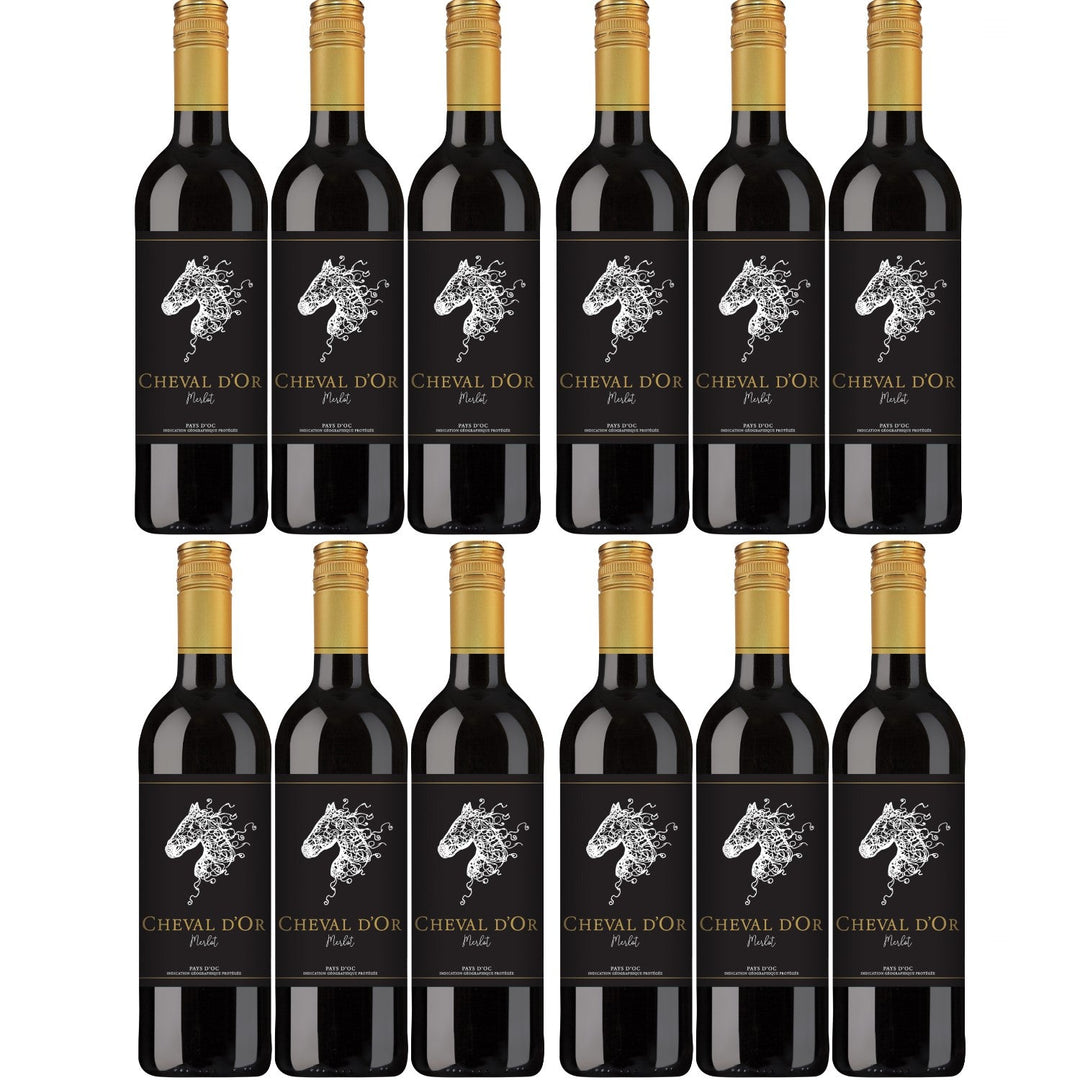 Cheval d'Or Merlot Rotwein Wein trocken Frankreich (12 x 0,75l) - Versanel -