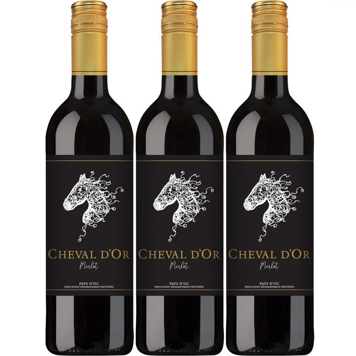 Cheval d'Or Merlot Rotwein Wein trocken Frankreich (3 x 0,75l) - Versanel -