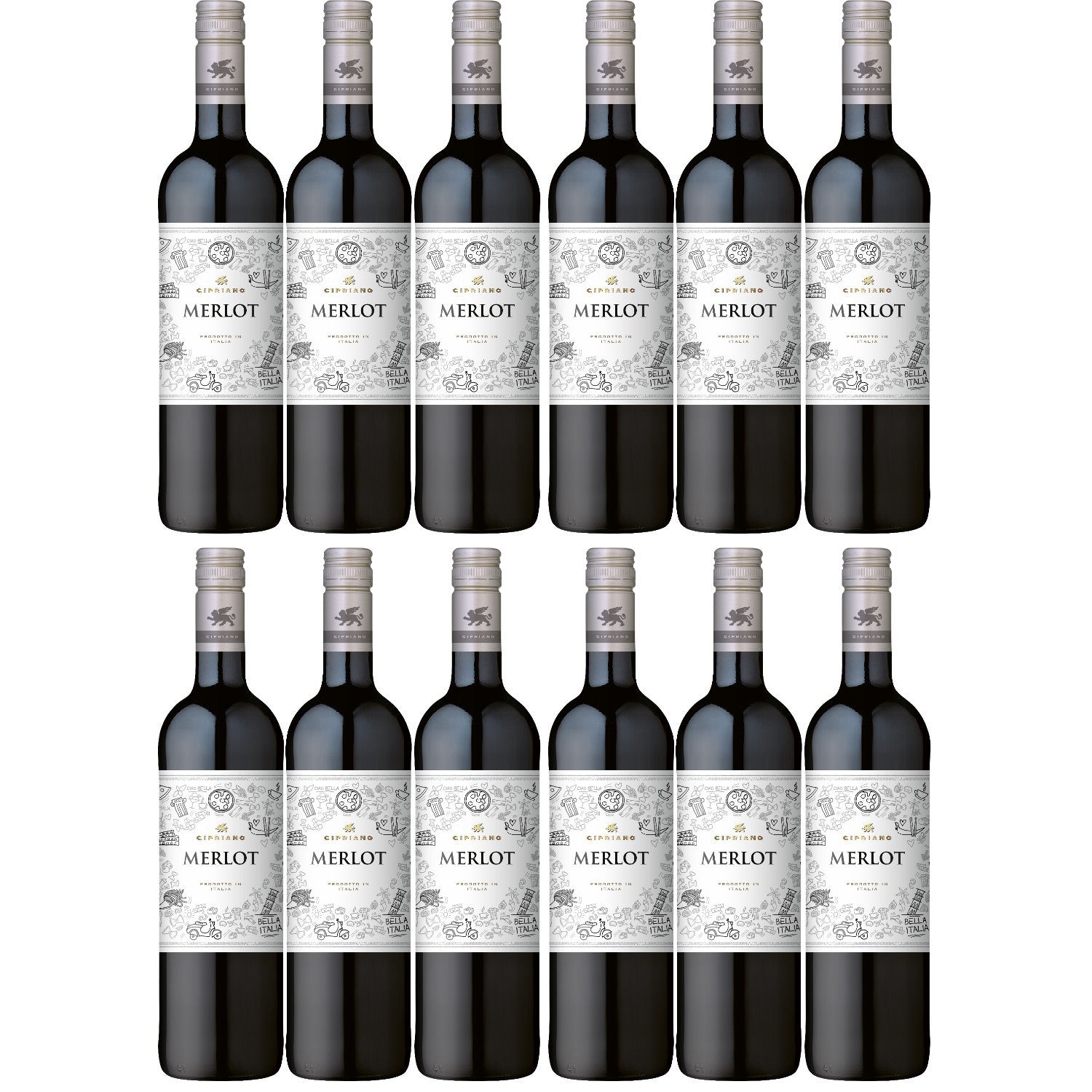 Cipriano Merlot Veneto Rotwein italienischer Wein trocken IGT Italien (12 x 0.75l) - Versanel -