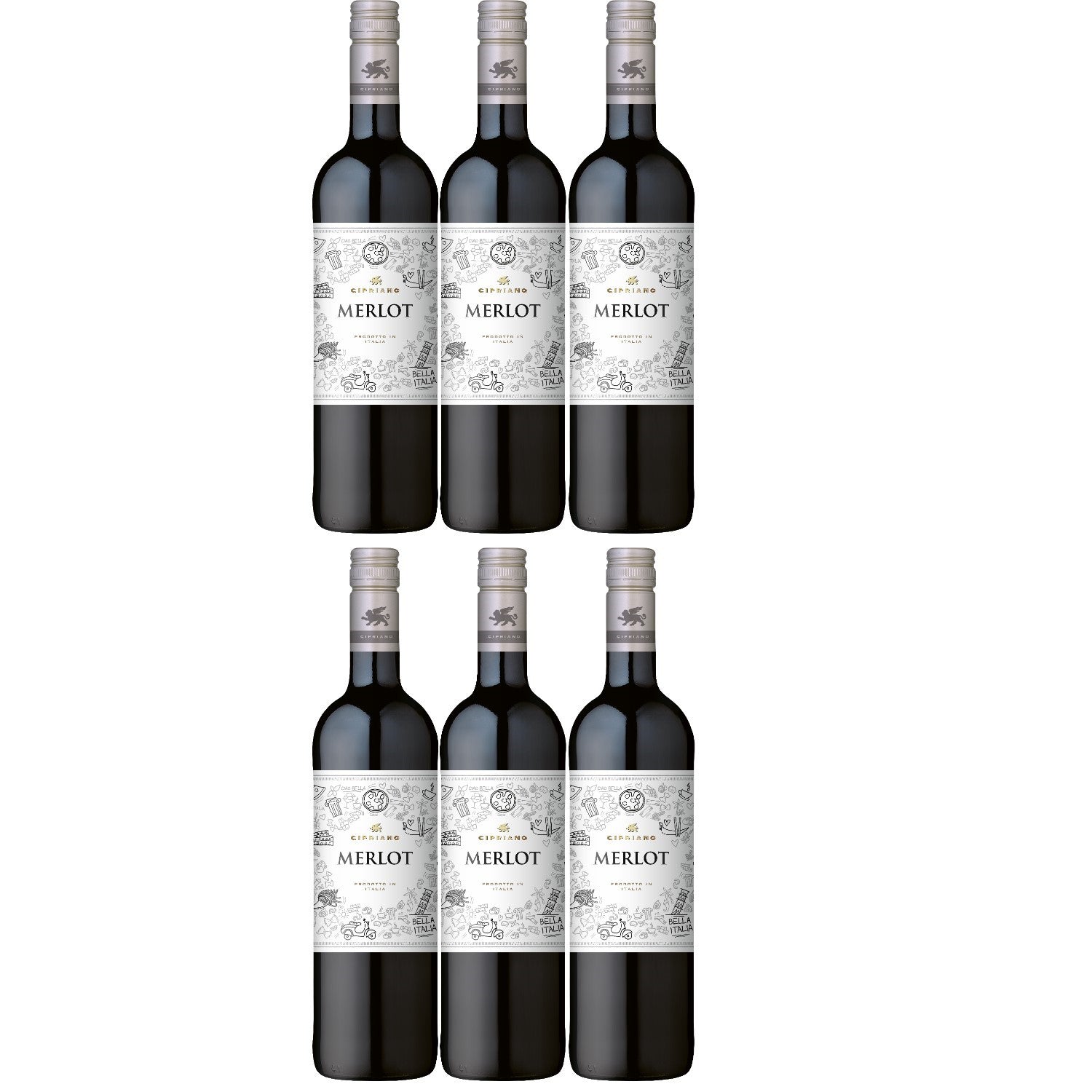 Cipriano Merlot Veneto Rotwein italienischer Wein trocken IGT Italien (6 x 0.75l) - Versanel -