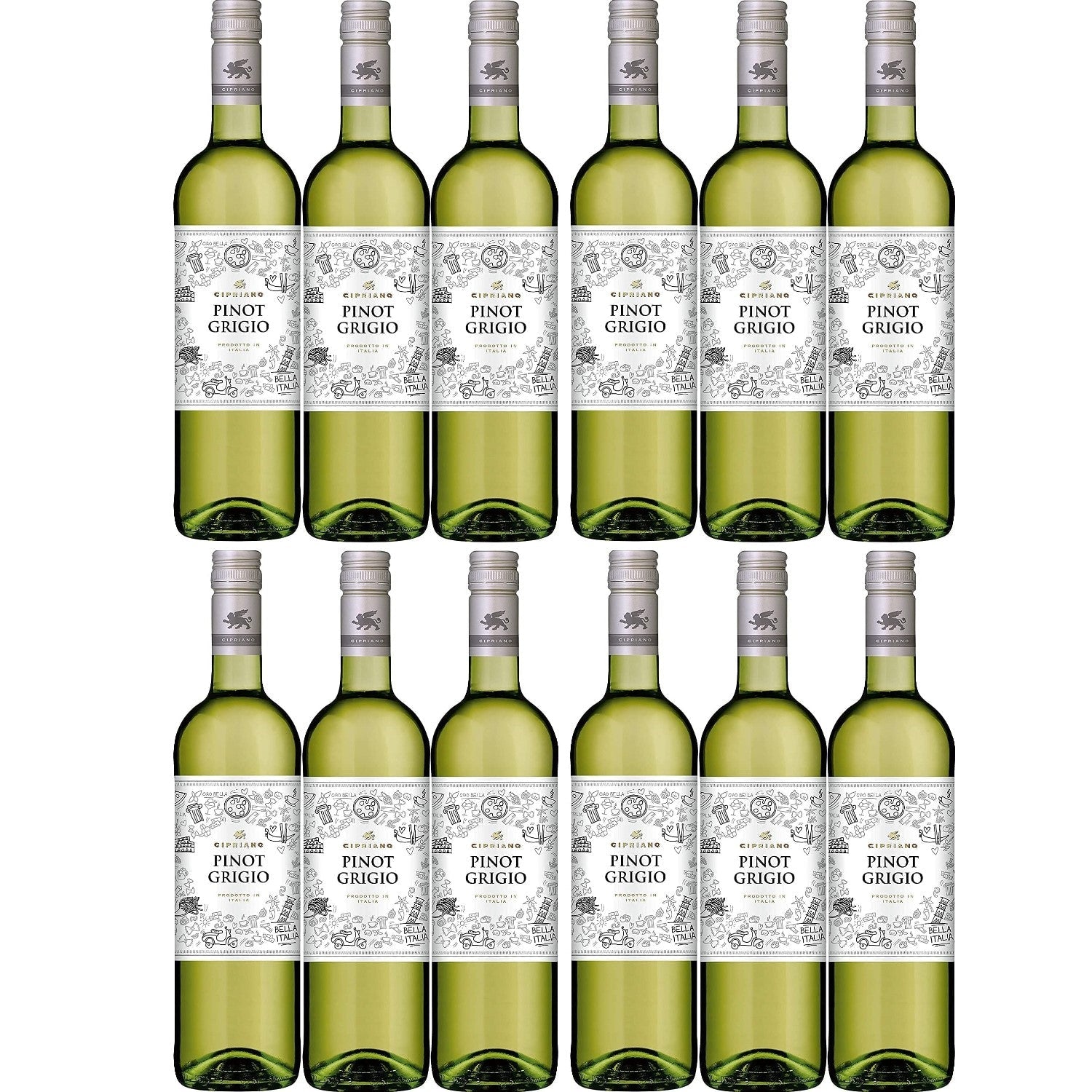 Cipriano Pinot Grigio Venezie Weißwein italienischer Wein trocken DOC Italien (12 x 0.75l) - Versanel -