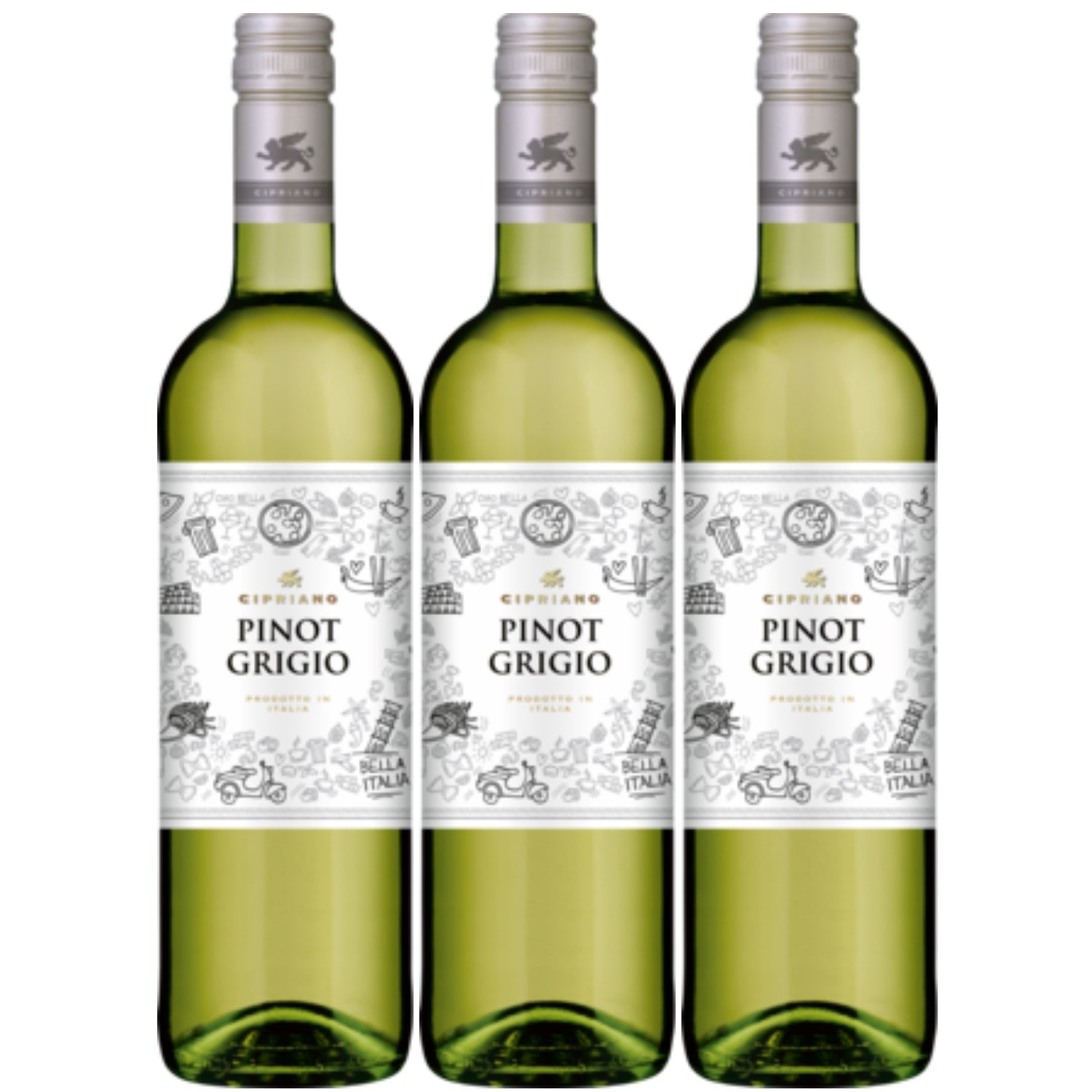 Cipriano Pinot Grigio Venezie Weißwein italienischer Wein trocken DOC Italien (3 x 1.0l) - Versanel -