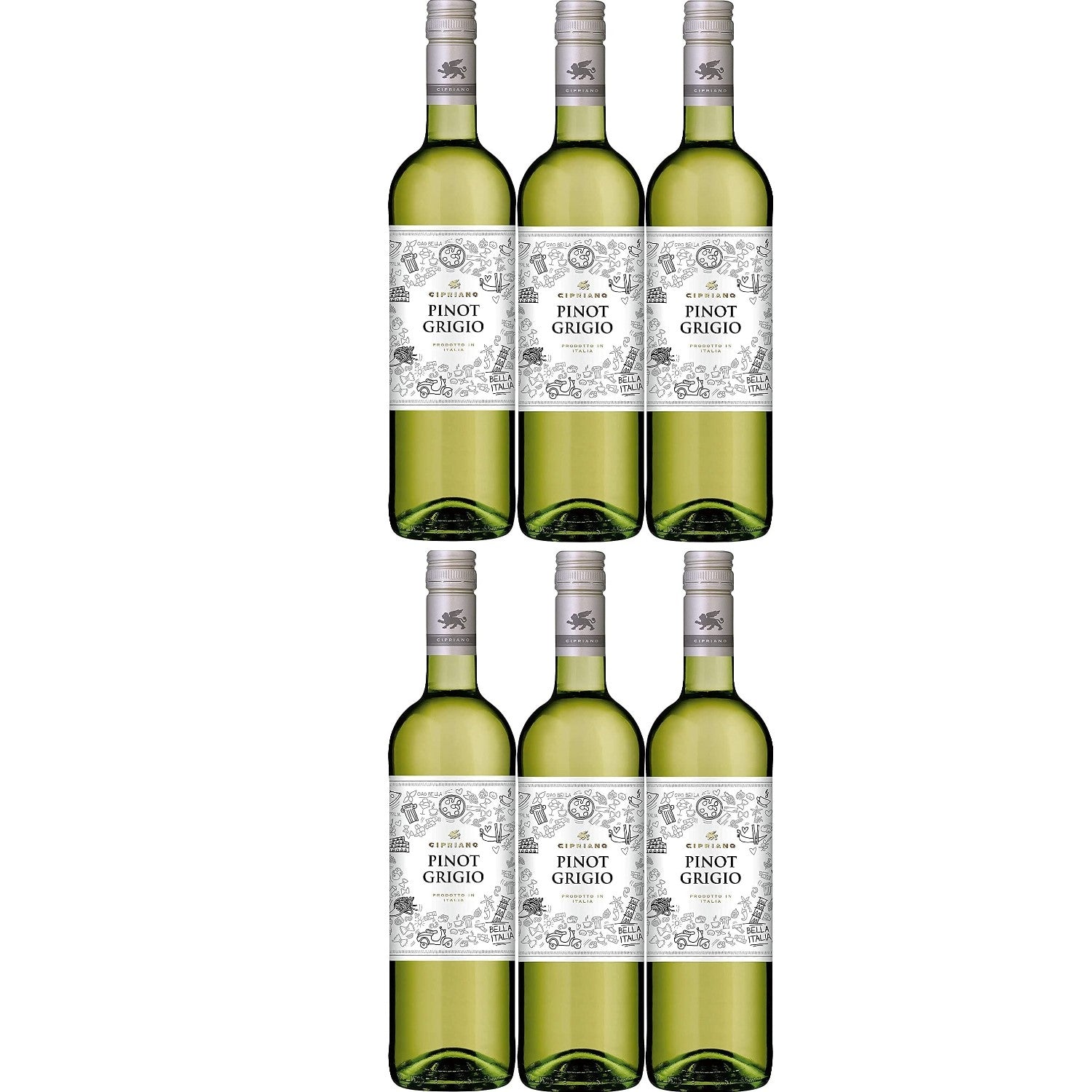 Cipriano Pinot Grigio Venezie Weißwein italienischer Wein trocken DOC Italien (6 x 0.75l) - Versanel -