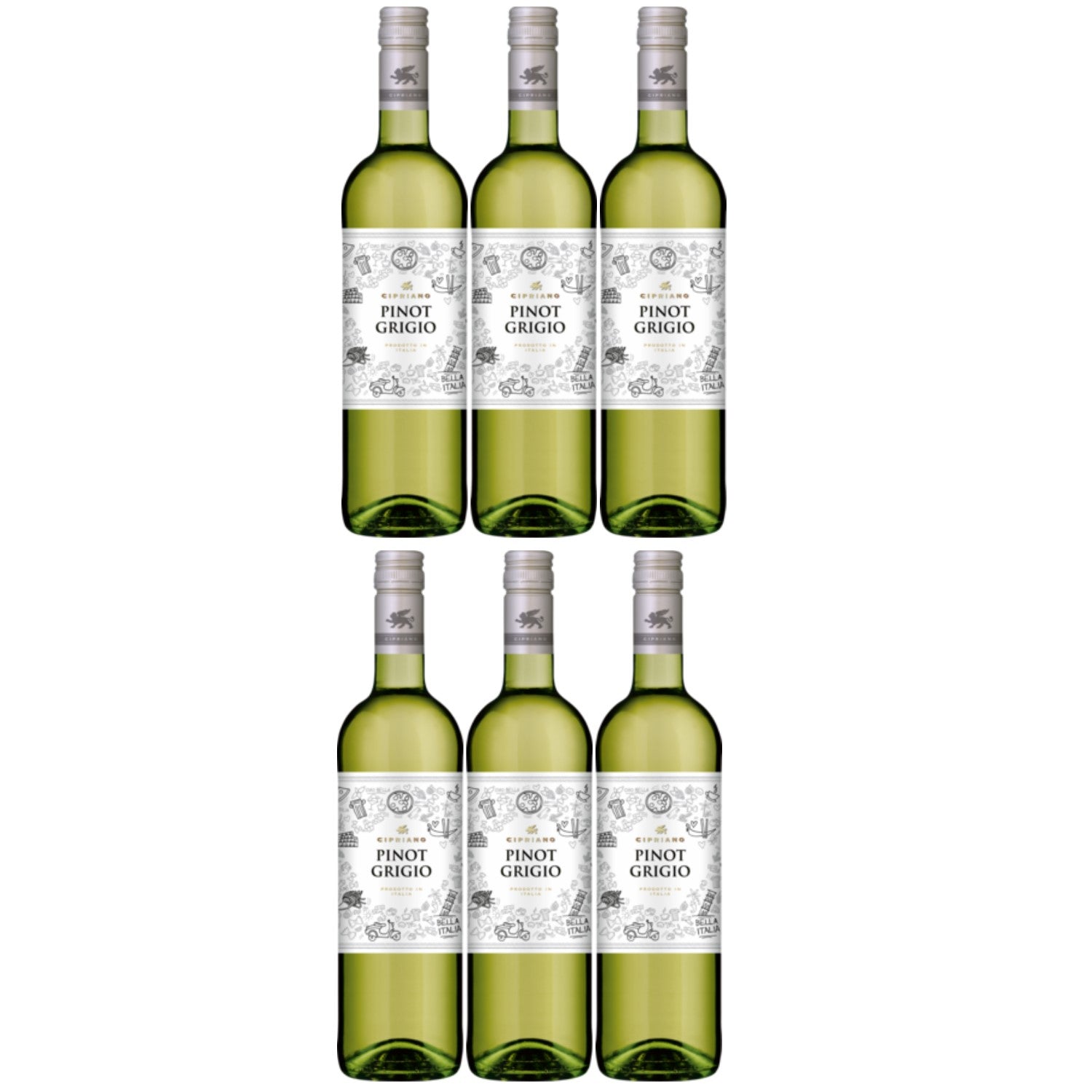Cipriano Pinot Grigio Venezie Weißwein italienischer Wein trocken DOC Italien (6 x 1.0l) - Versanel -